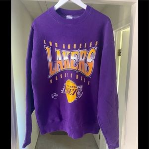 Vintage Los Angeles Lakers crewneck sweater purple magic Johnson Shaq Kobe